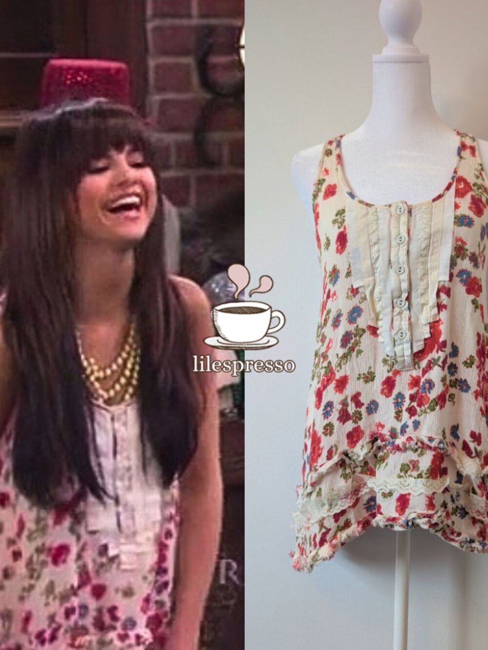 free people floral babydoll tunic ASO alex russo wizards of waverly place (S)